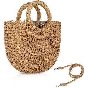 Straw Hobo Bags for Women Khaki